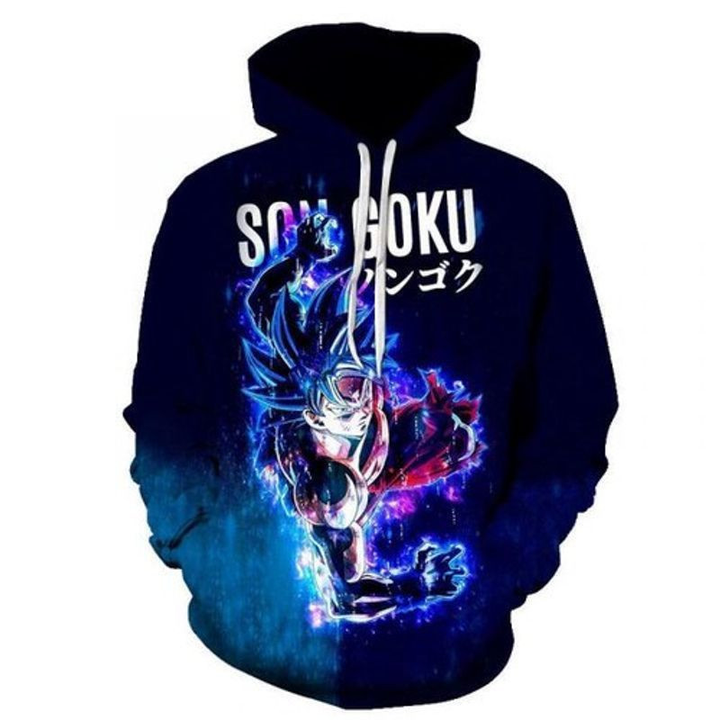 Son Goku Anime Dragon Ball Z Neon Full Over Print 3d Hoodie Zip Hoodie