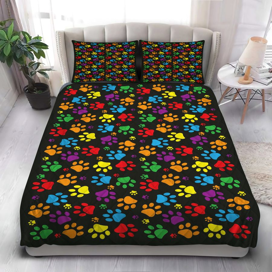 Dog Bedding Set Dog Paw Prints Pattern Duvet Covers