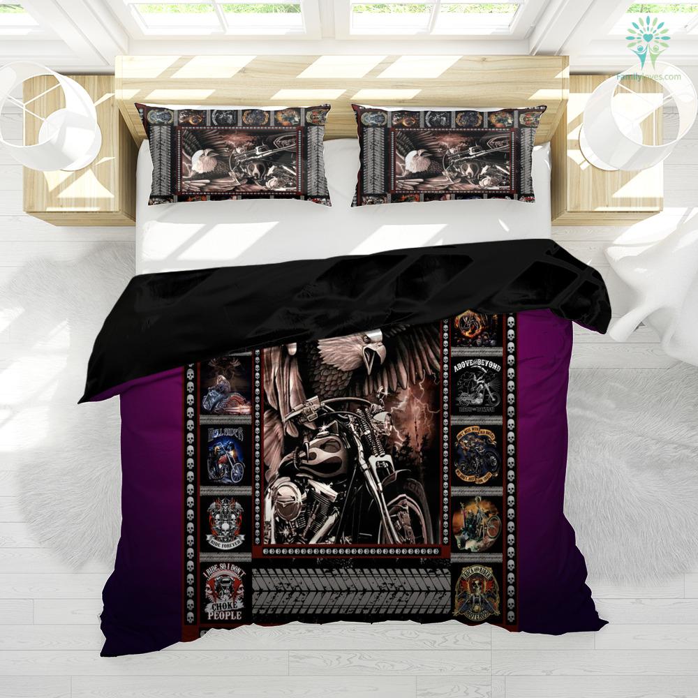 Motorcycle Bedding Set Eagle Biker Motocycle Pattern Duvet Covers
