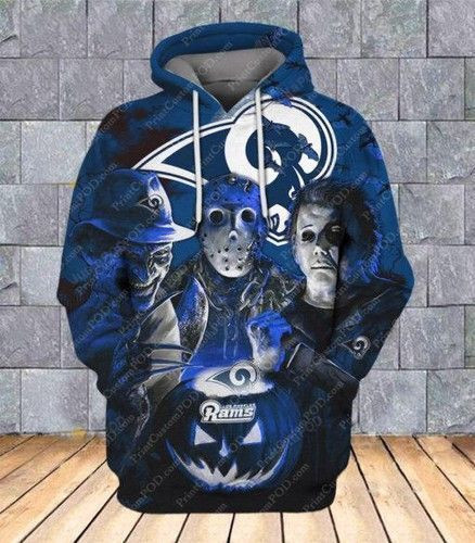 Horror Los Angeles Rams Jason Voorhees Freddy Krueger Michael Myers Halloween 3D All Over Print Hoodie & Zip Hoodie