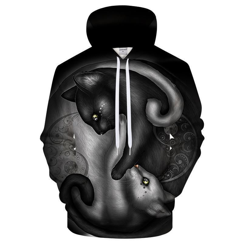 Ying Yang Cat Sweatshirt 3D All Over Print Hoodie & Zip Hoodie