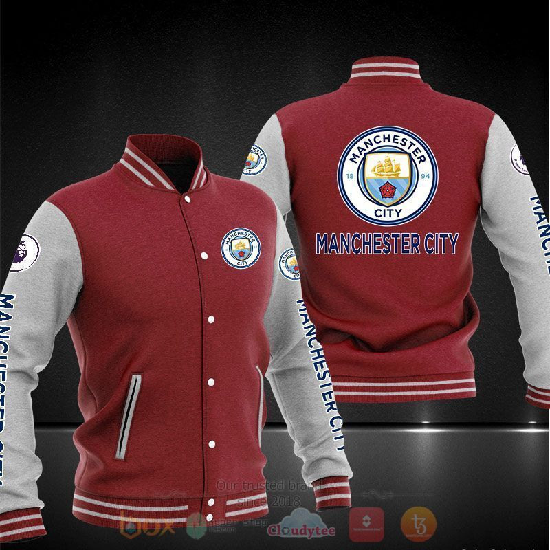 Manchester City Red Grey Baseball Jacket