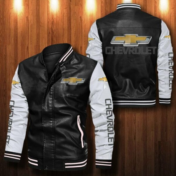 Chevrolet Logo Leather Bomber Jacket 27