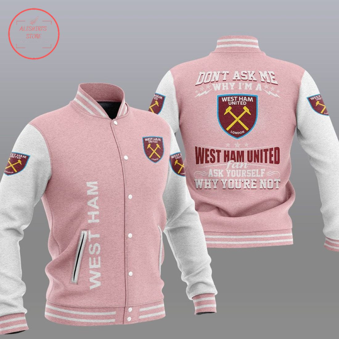 West Ham United FC Pink Why Not Baseball Jacket