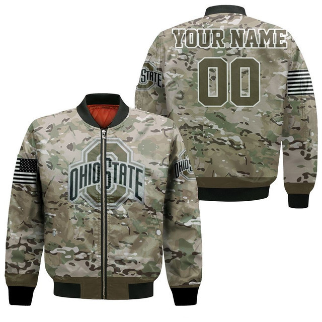 Ohio State Buckeyes Custom Name Number Camo Bomber Jacket