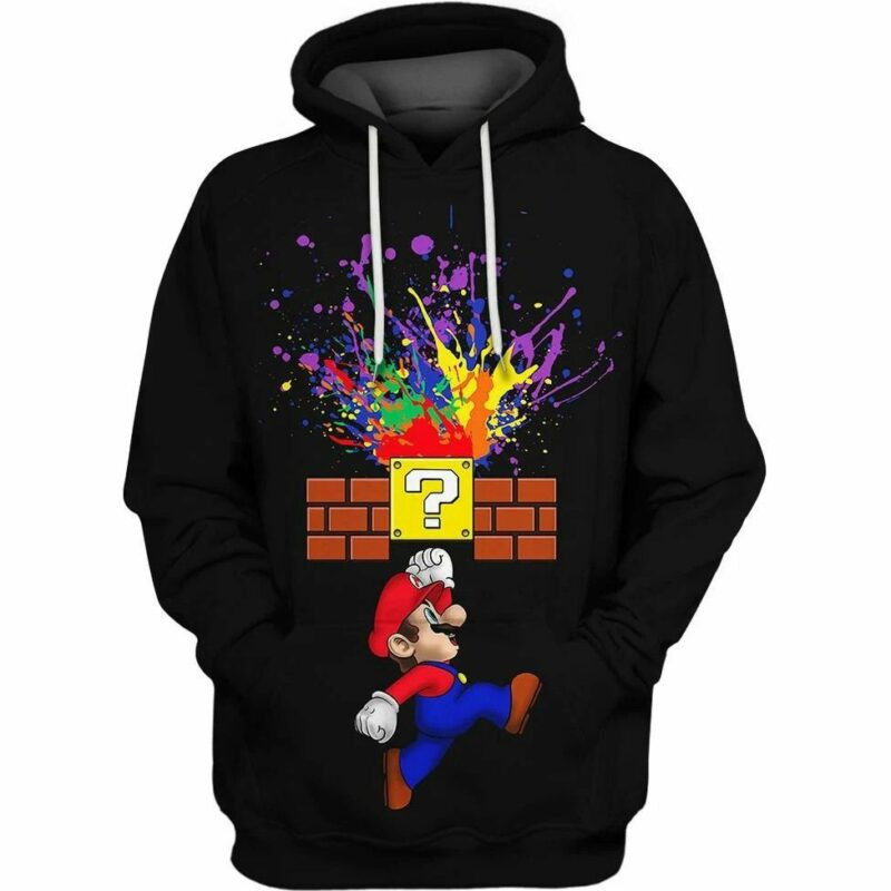 Super Paint Splatter Mario Over Print 3d Hoodie Zip Hoodie