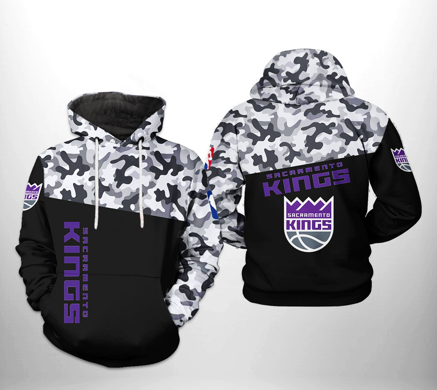 Sacramento Kings Camo Veteran Team 3D All Over Print Hoodie & Zip Hoodie