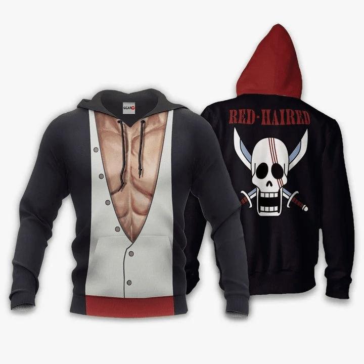 One Piece Shank Red Haired 3d Hoodie Zip Hoodie