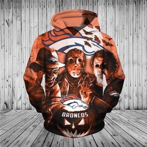 Denver Broncos Horror Night Halloween 3D All Over Print Hoodie & Zip Hoodie