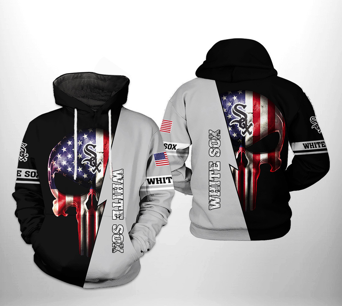 Chicago White Sox MLB US Flag Skull 3D All Over Print Hoodie & Zip Hoodie