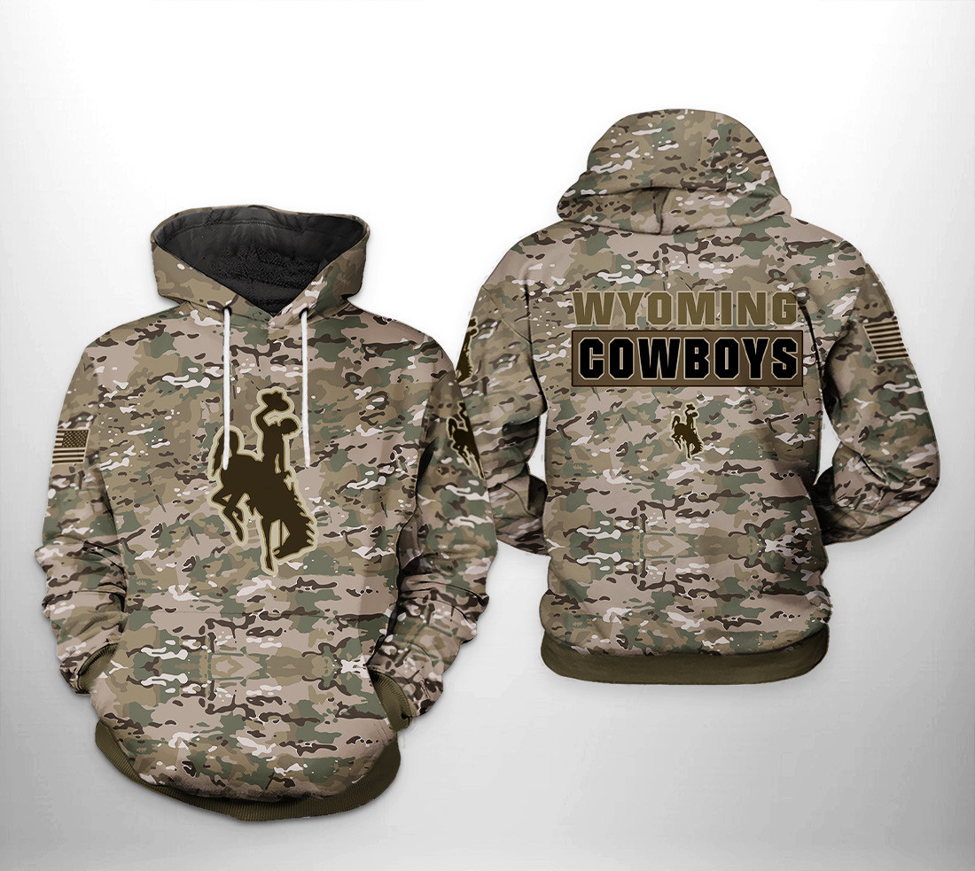 Wyoming Cowboys Camo Veteran 3D All Over Print Hoodie & Zip Hoodie