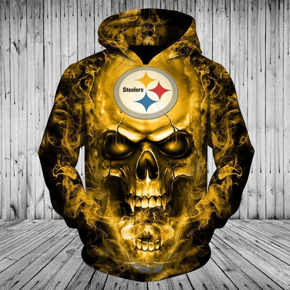Pittsburgh Steelers Skull 3D All Over Print Hoodie & Zip Hoodie