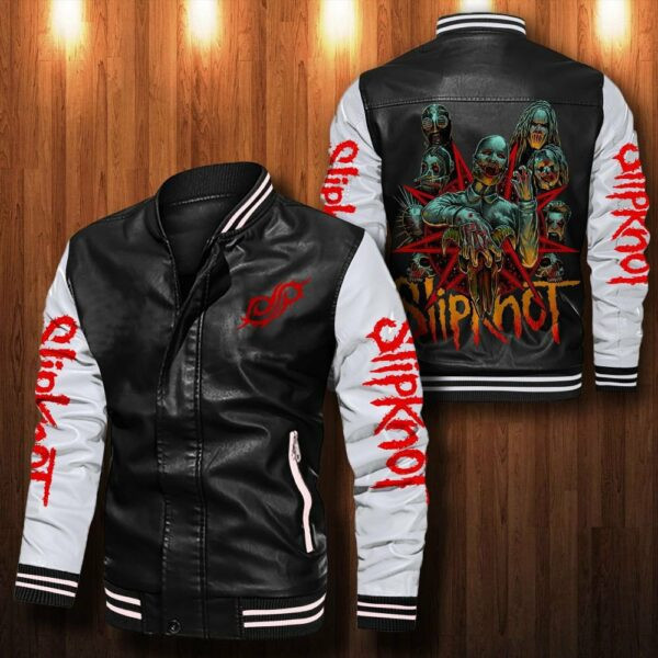 Slipknot Music Band 2 Leather Bomber Jacket 38