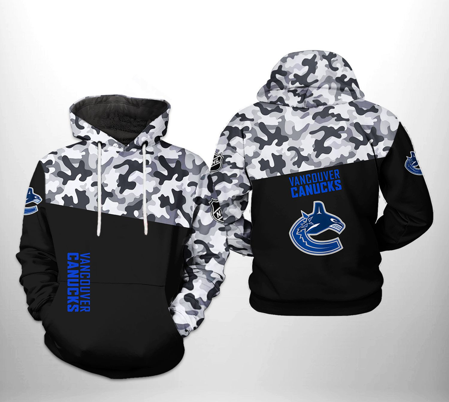 Vancouver Canucks Camo Veteran 3D All Over Print Hoodie & Zip Hoodie