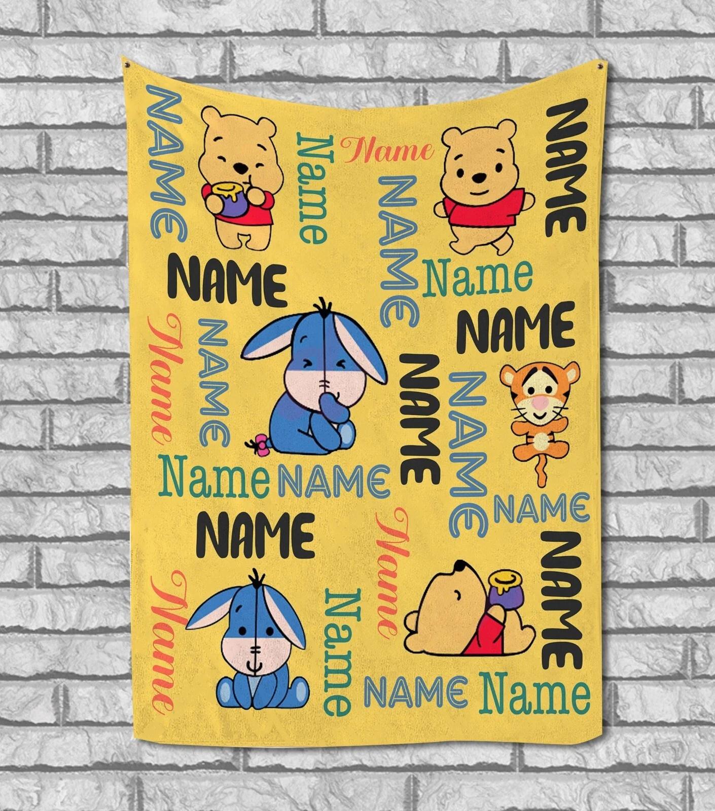 Personalized Name Blanket Personalized Classic Winnie The Pooh Fleece Sherpa Blanket