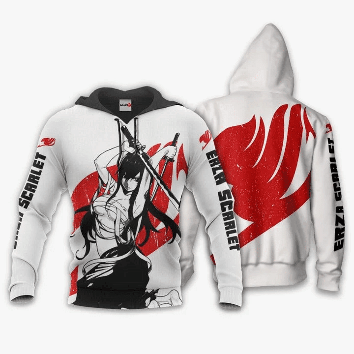 Erza Scarlet Fairy Tail Silhouette 3d Hoodie Zip Hoodie