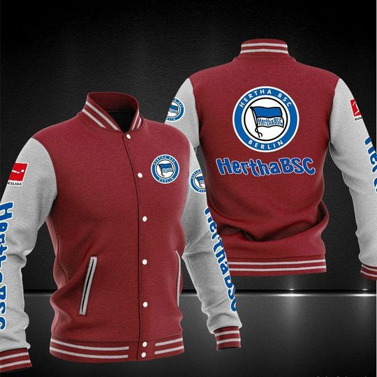 Hertha BSC Maroon White Baseball Jacket