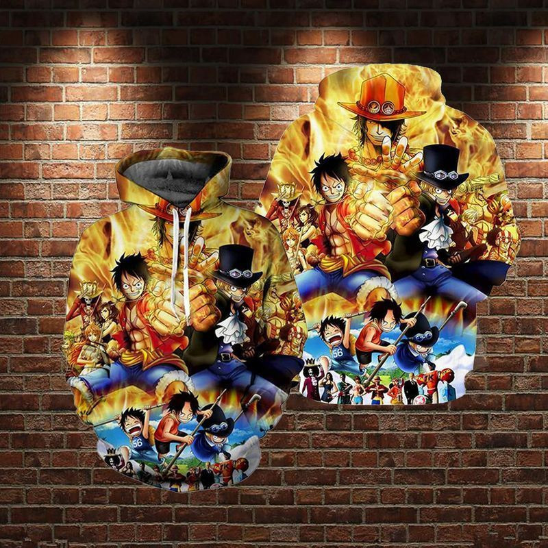 Lontse Anime One Piece Monkey D Luffy Novelty Over Print 3d Hoodie Zip Hoodie 4