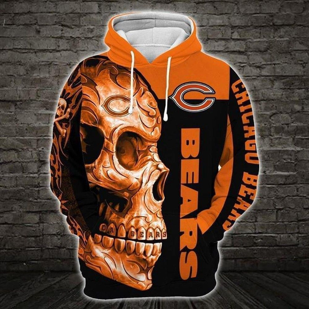 Chicago Bears Tribal Skull 3D All Over Print Hoodie & Zip Hoodie