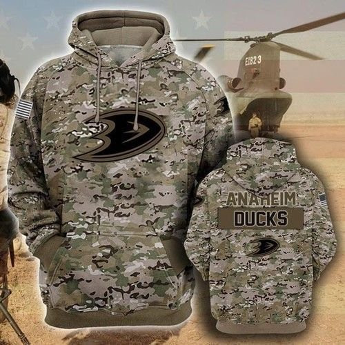 Anaheim Ducks Camouflage Veteran 3D All Over Print Hoodie & Zip Hoodie