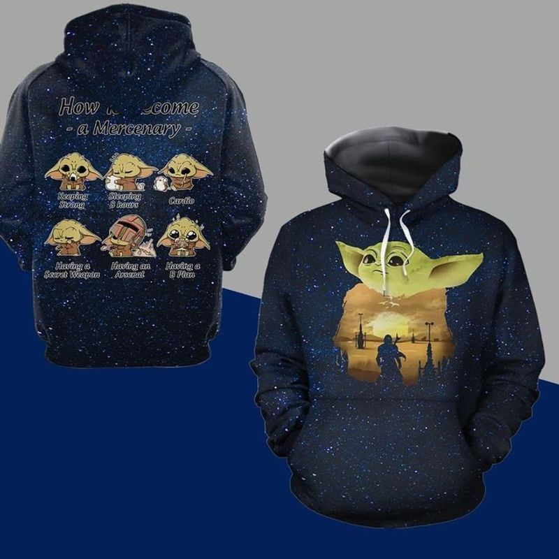 Baby Yoda Mandalorian Star Wars Over Print 3d Hoodie Zip Hoodie