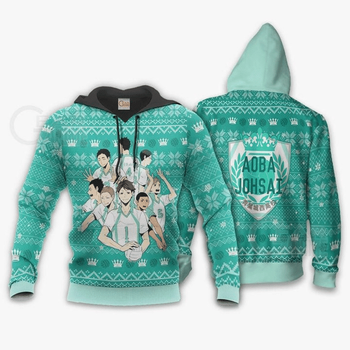 Aoba Johsai Ugly Christmas Haikyuu 3d Hoodie Zip Hoodie