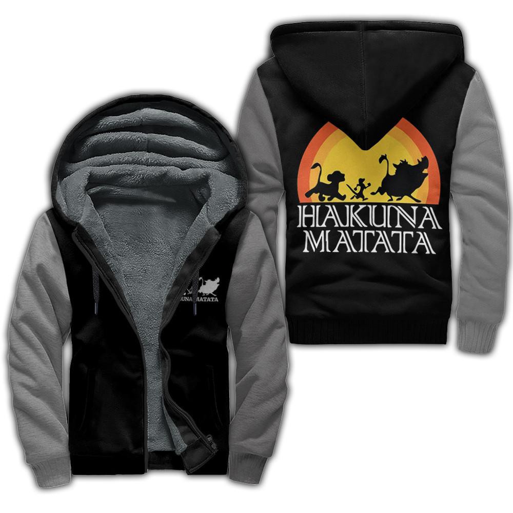 The Lion King Disney, Vintage Hakuna Matata Dont Worry Be Happy All Over Print Fleece Jacket