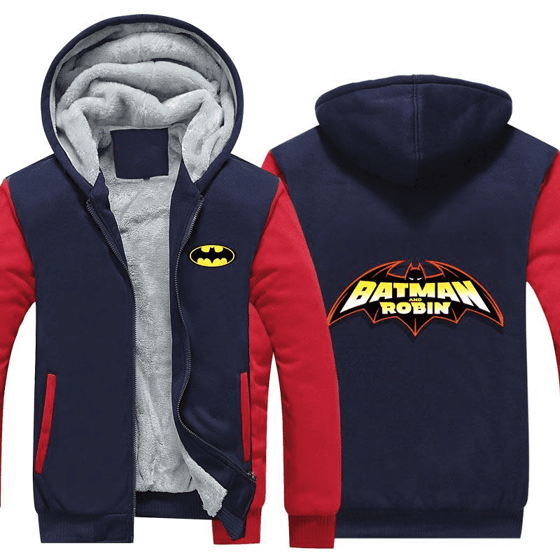 Batman And Robin Center Red Line Symbol Cool Dc Comics 1k241   Cartoon Graphic Outfits Aop Fleece Jacket