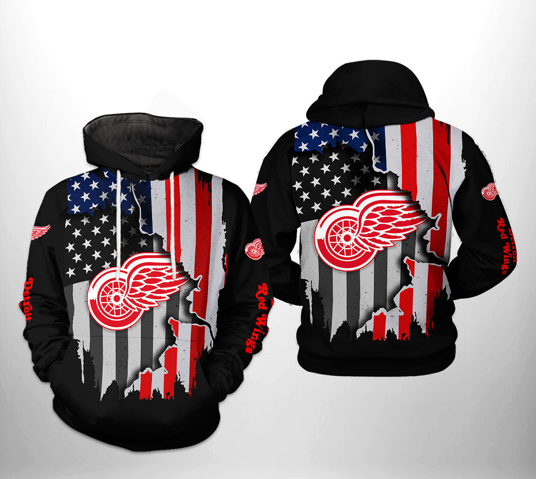 Detroit Red Wings US FLag Team 3D All Over Print Hoodie & Zip Hoodie