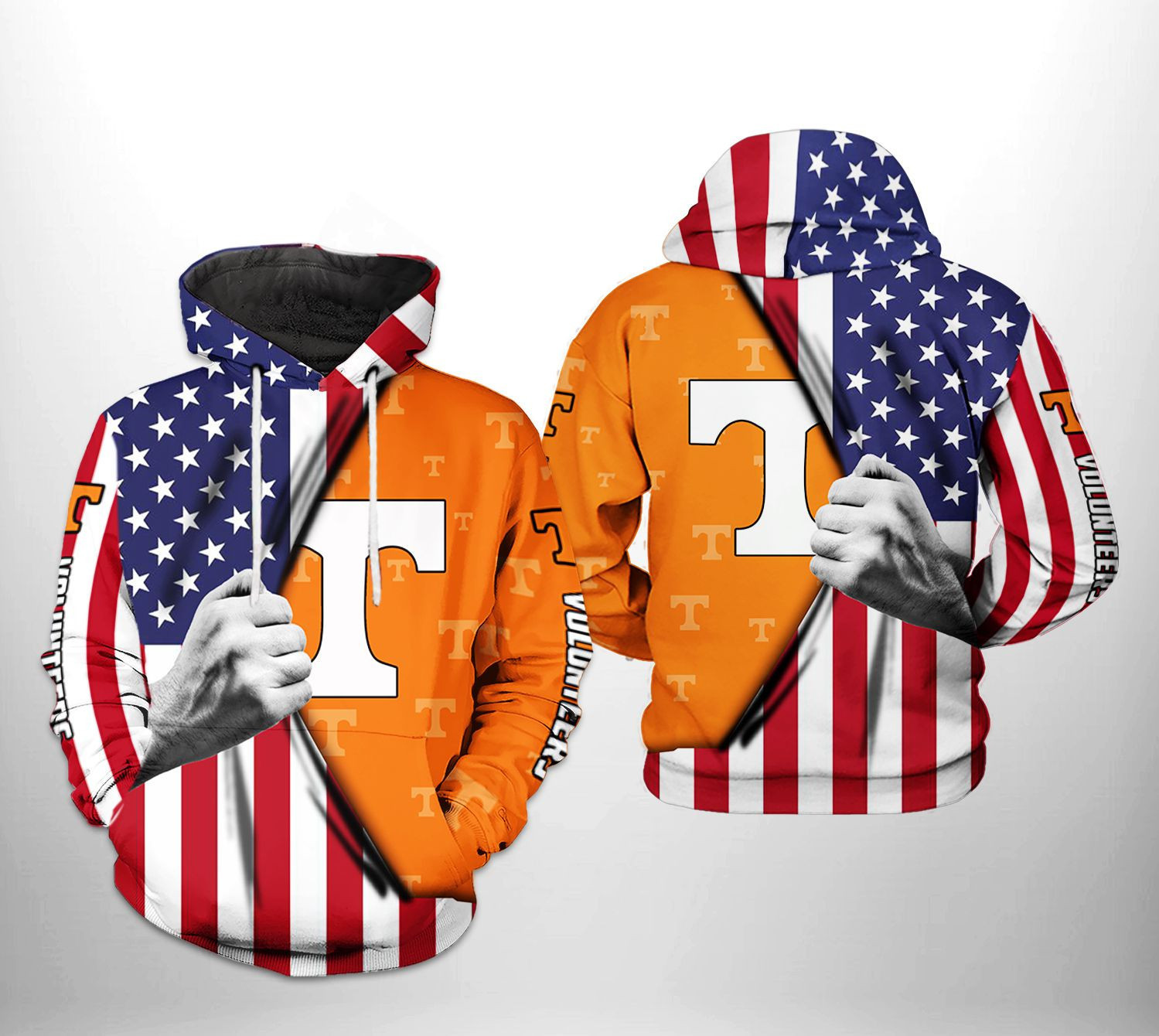 Tennessee Volunteers US Flag 3D All Over Print Hoodie & Zip Hoodie