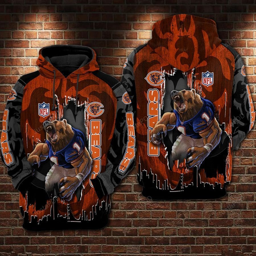 Chicago Bears Football Camouflage Tiger 3D All Over Print Hoodie & Zip Hoodie