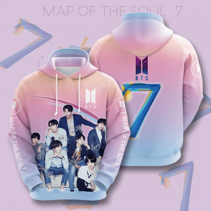 Bts Bangtan Boys Map Of The Soul Signature Design Gift For Fan Custom 3d Hoodie All Over Printed Hoodie