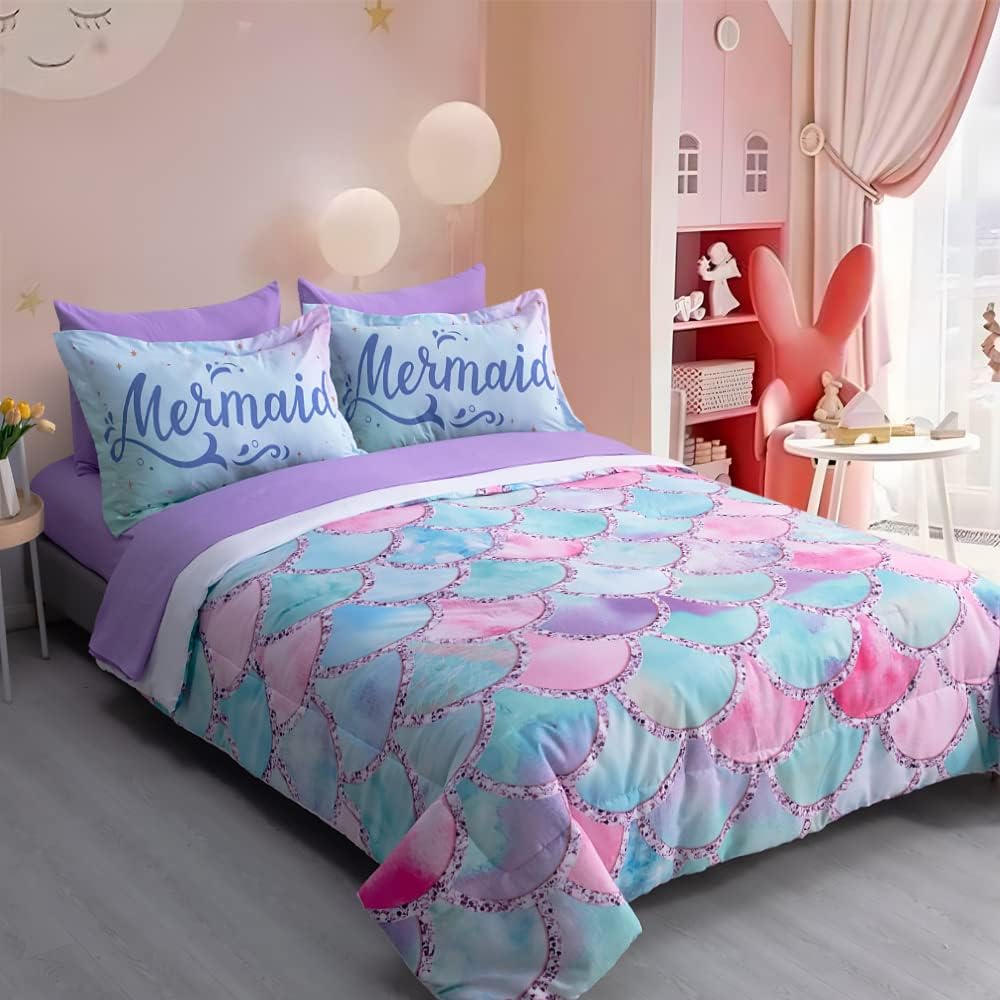 Mermaid Bedding Set Magical Mermaid Scale Pattern Duvet Covers