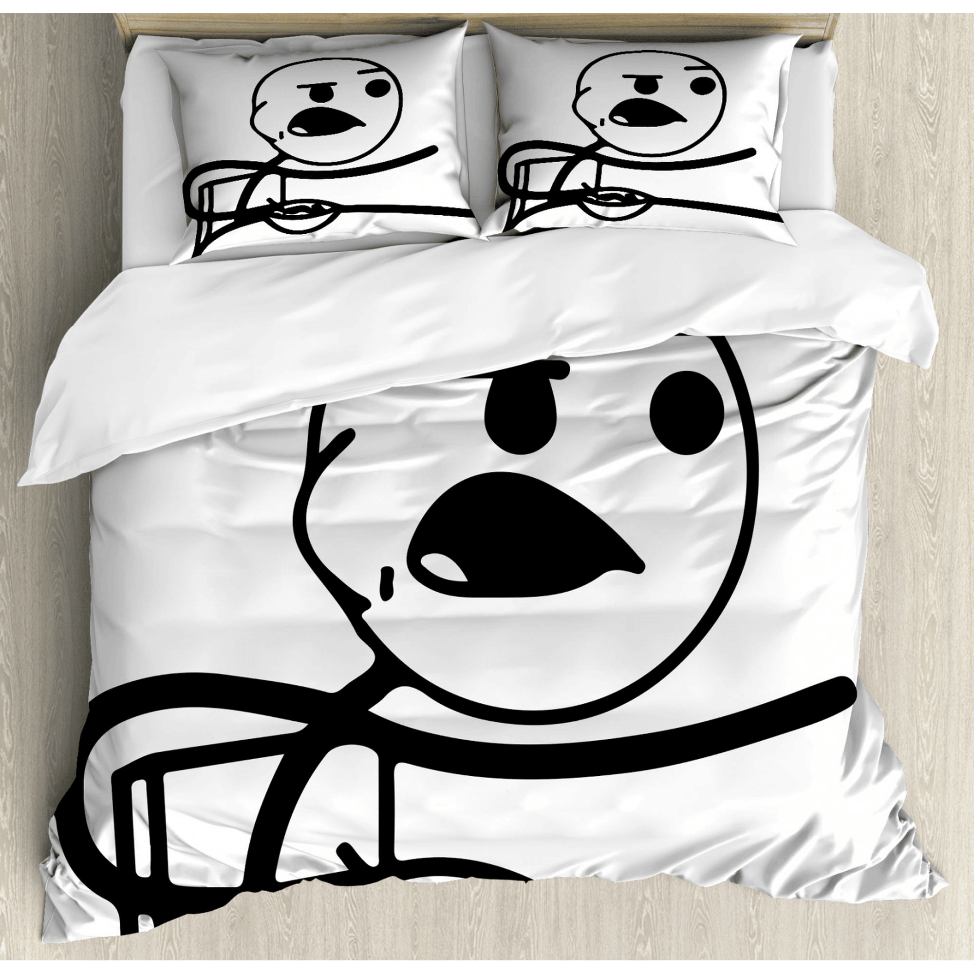 Funny Bedding Set Humor Funny Stickman Eating Duvet Covers
