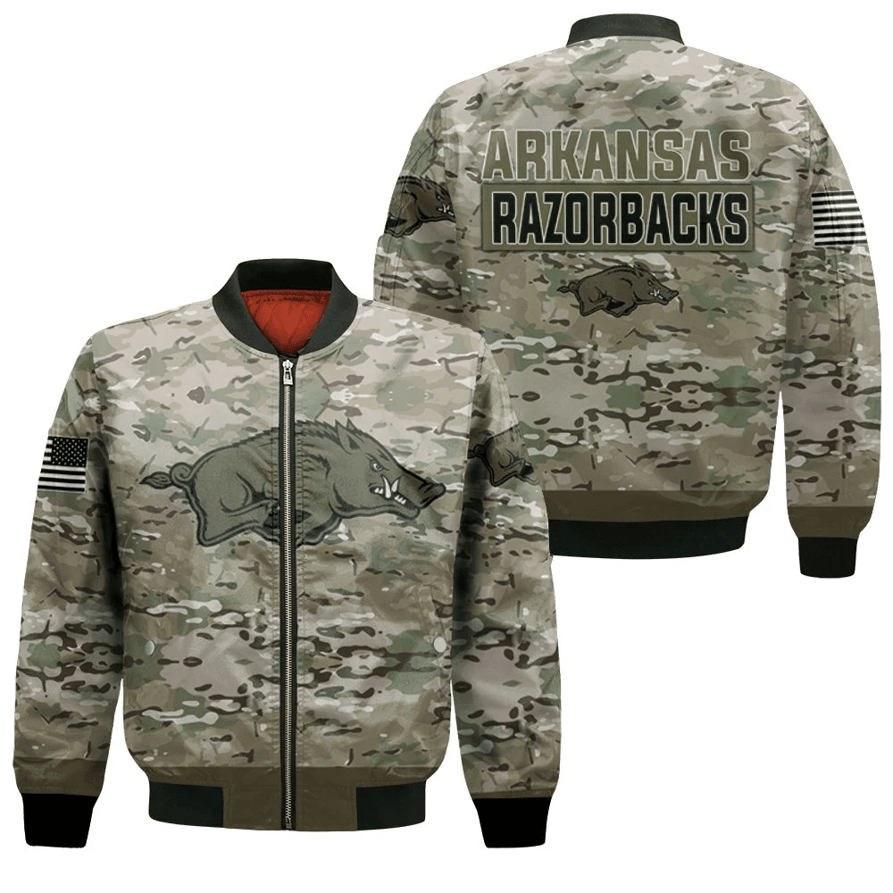 Arkansas Razorbacks Camo Bomber Jacket