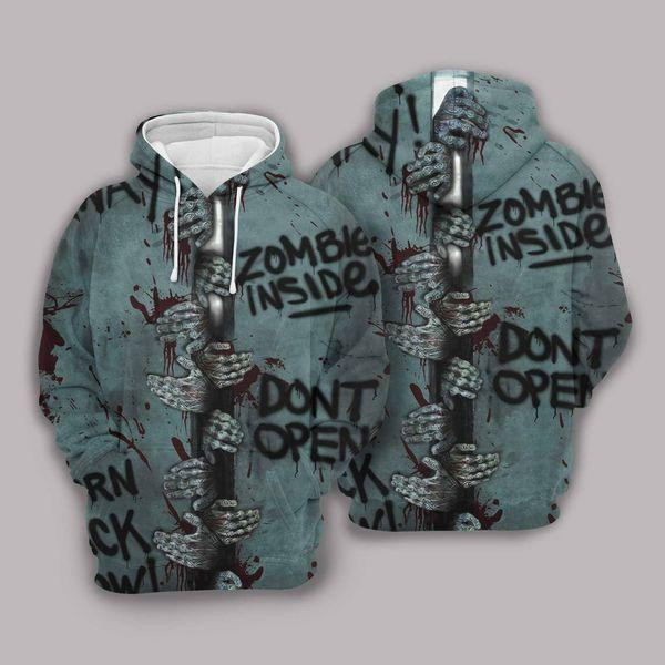 Halloween Hoodie Zombie Hoodie Zombie Inside Don't Open 3d Hoodie Zip Hoodie