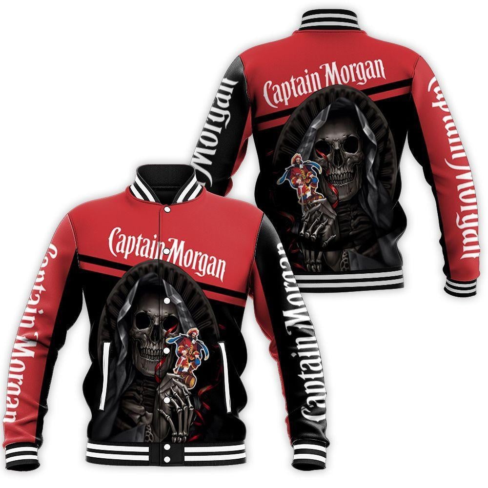 Captain Morgan Skull Maiden 3d Jersey Baseball Jacket
