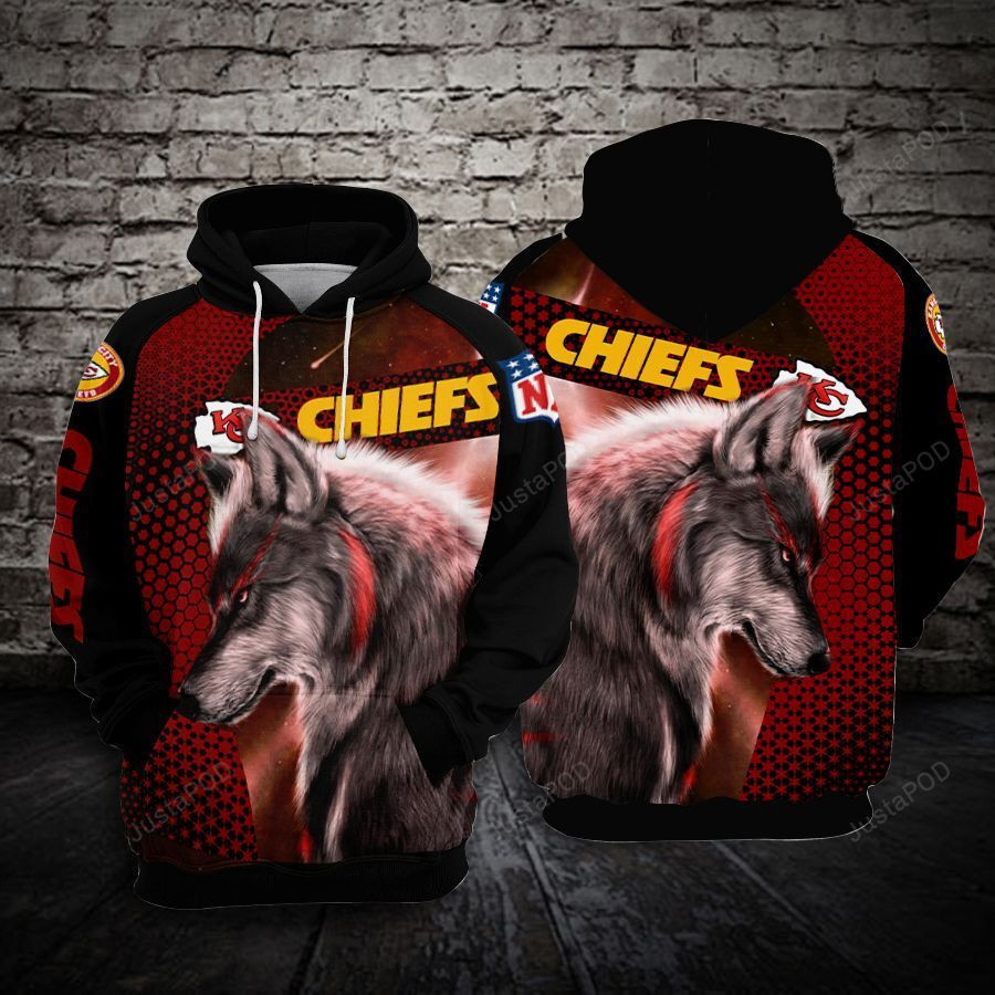 Kansas City Chiefs Football Wolf 3D All Over Print Hoodie & Zip Hoodie