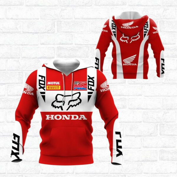 Honda X Fox Racing 3d Zip Hoodie Hoodie 1409