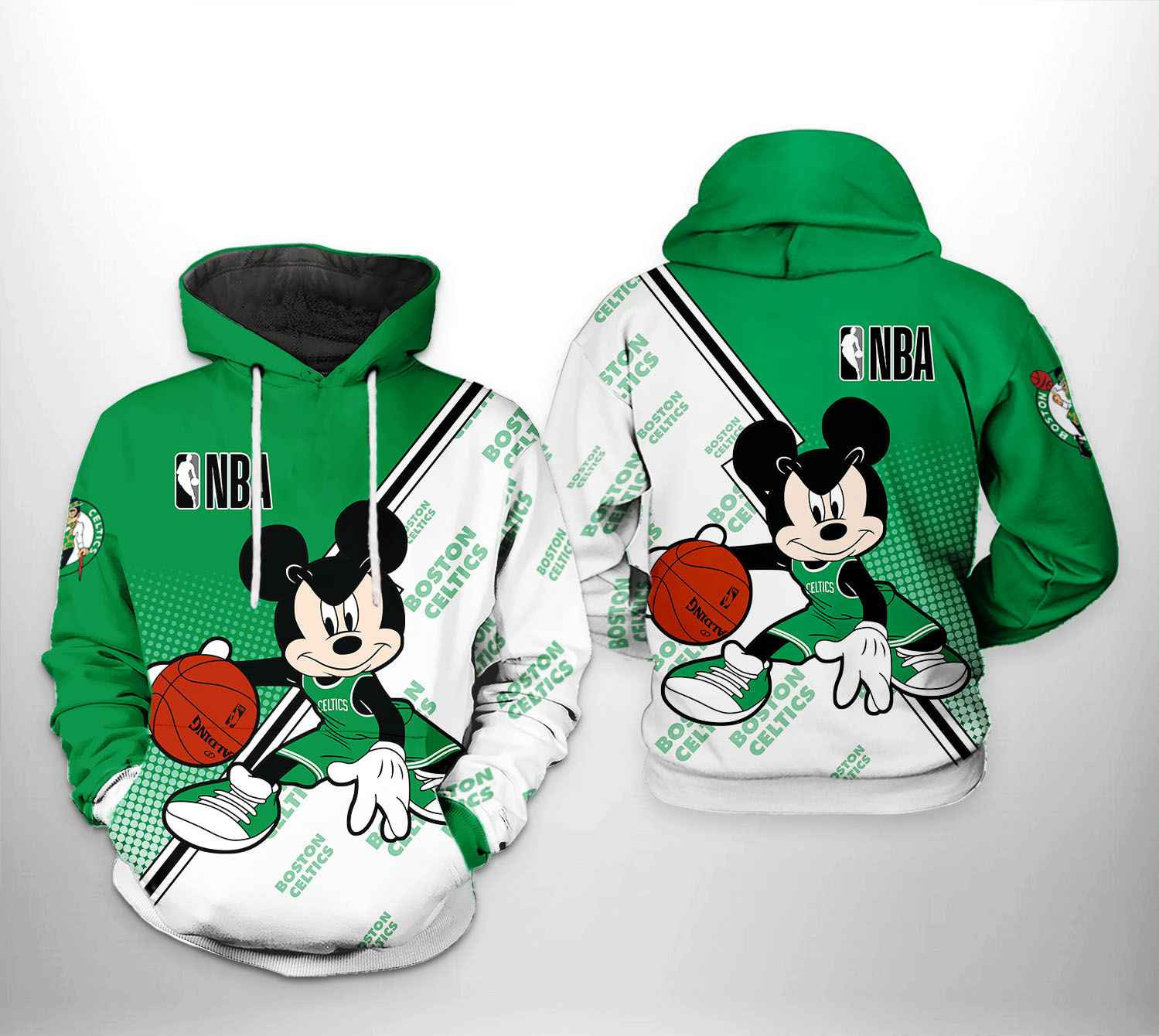 Boston Celtics Mickey 3D All Over Print Hoodie & Zip Hoodie