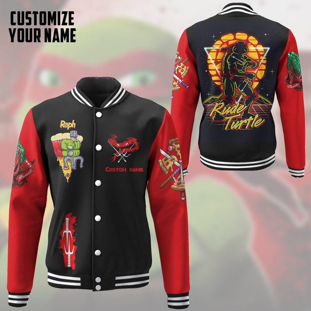 Gearhumans 3d Red Raphael Raph Tmnt Red Cosplay Custom Name Baseball Jacket 15