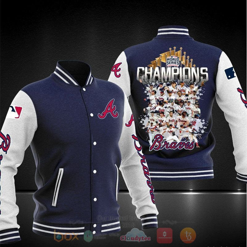 Atlanta Braves Dark Blue White World Champions Baseball Jacket
