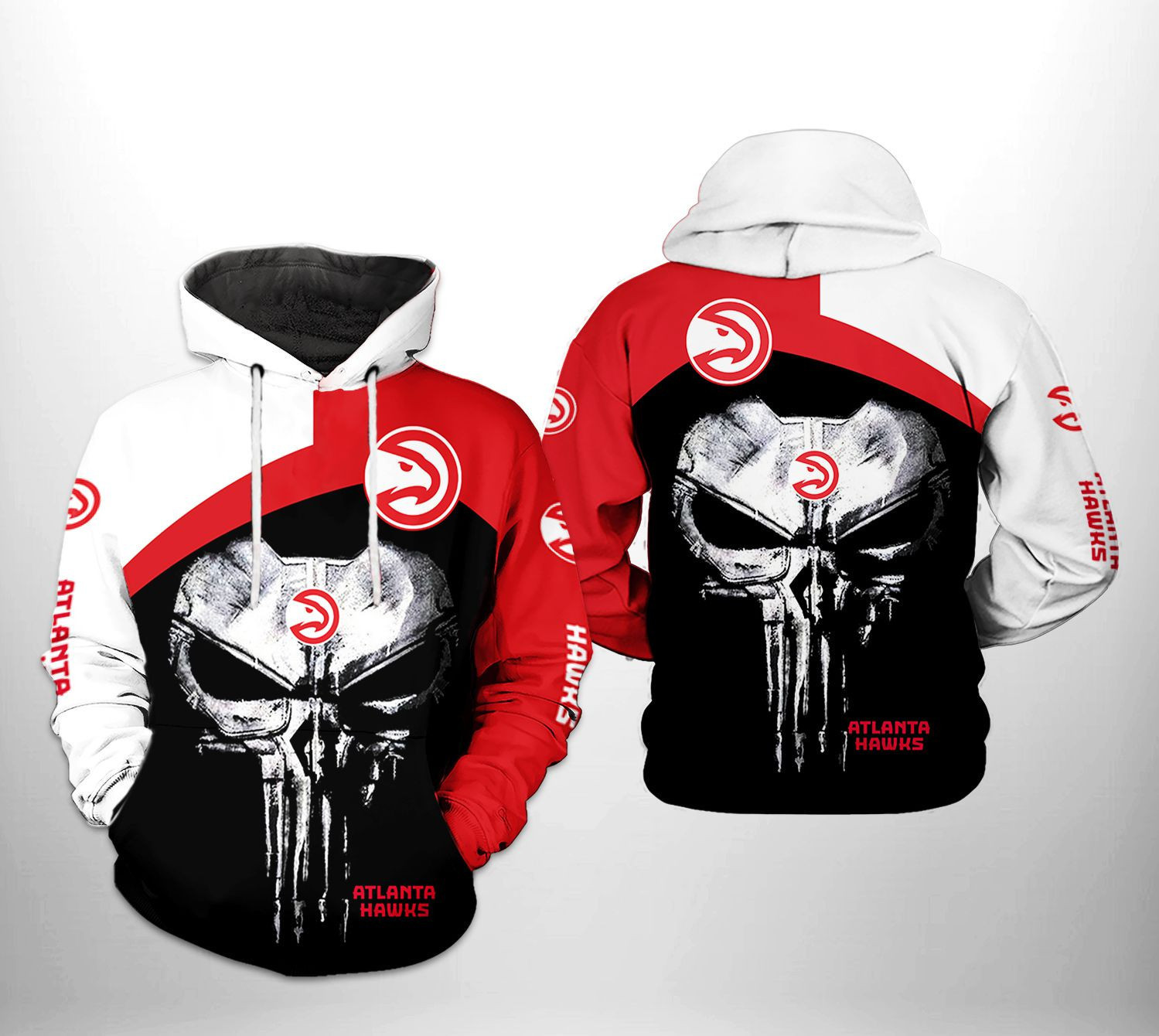 Atlanta Hawks Skull Punisher Team 3D All Over Print Hoodie & Zip Hoodie