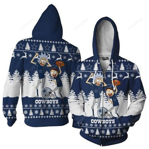 Cowboys Rick And Morty Dance Ugly Christmas 3D All Over Print Hoodie & Zip Hoodie