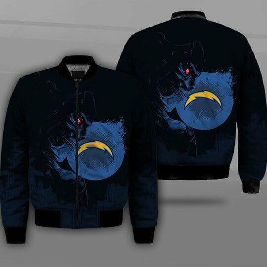 Los Angeles Chargers Gold Blue Skull Bomber Jacket