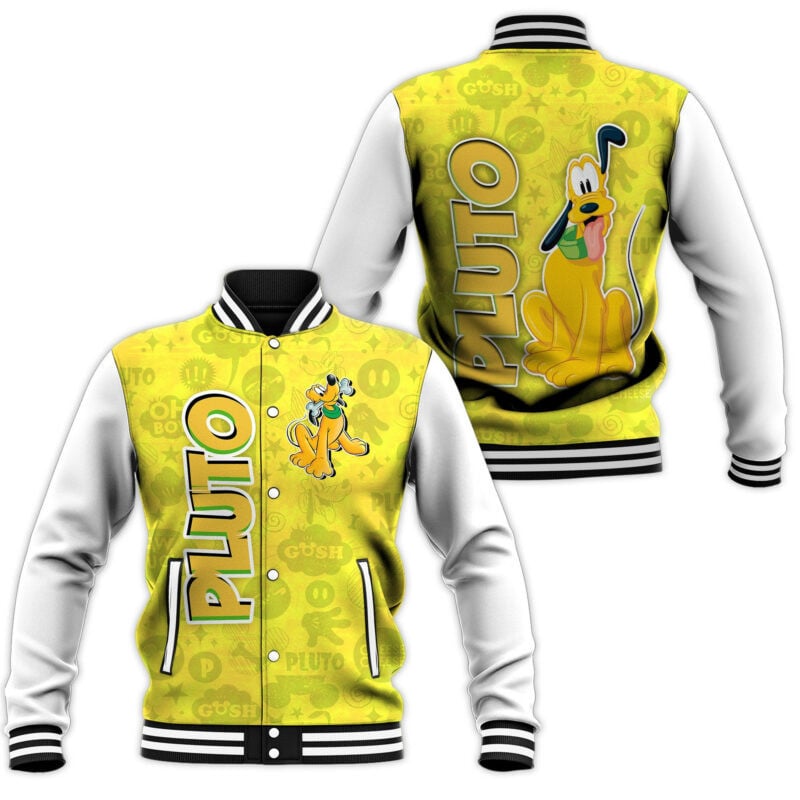 Pluto Pattern Yellow Baseball Jacket