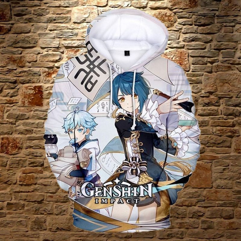 Chongyun And Xingqiu Anime Genshin Impact Over Print 3d Hoodie Zip Hoodie 2