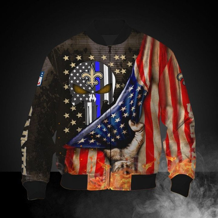 New Orleans Saints American Flag Bomber Jacket V2