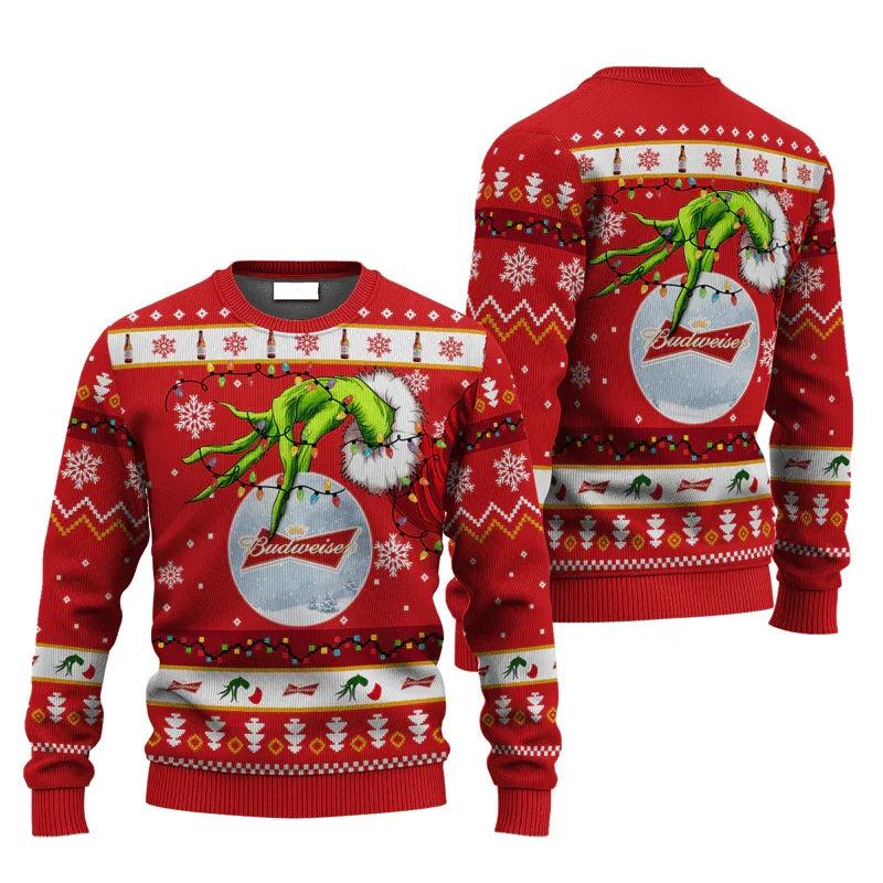 Budweiser Grinch Hand Stock Ugly Christmas Sweater