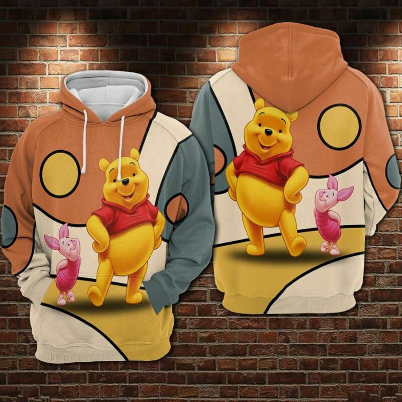 Winnie The Pooh And Piglet Over Print 3d Hoodie Zip Hoodie